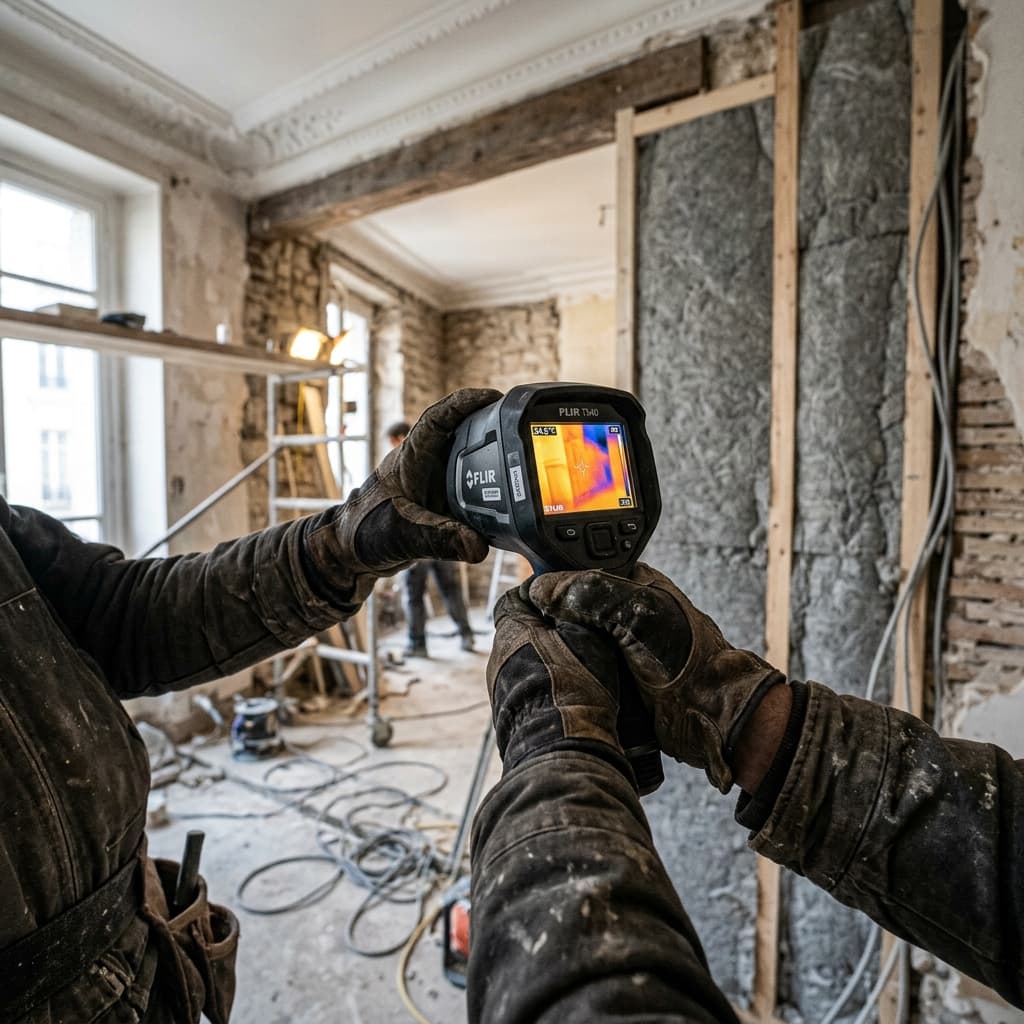 Relevé à la caméra thermique sur un chantier UPOQ